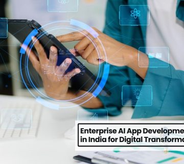 Professional using a smartphone with AI interface showcasing enterprise AI solutions for digital transformation