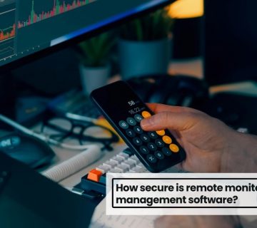 Secure device monitoring systems dashboard showing remote management, real time analytics, and cybersecurity controls on connected devices