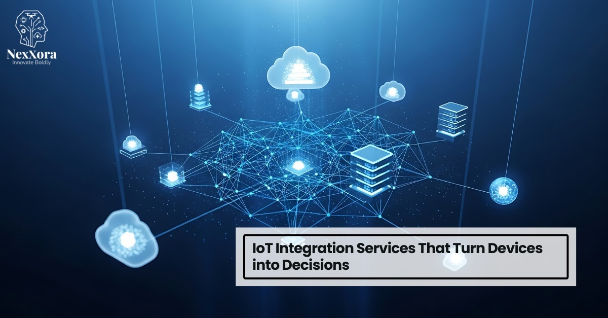 IoT data integration connecting cloud servers, devices, and enterprise systems in a unified smart network