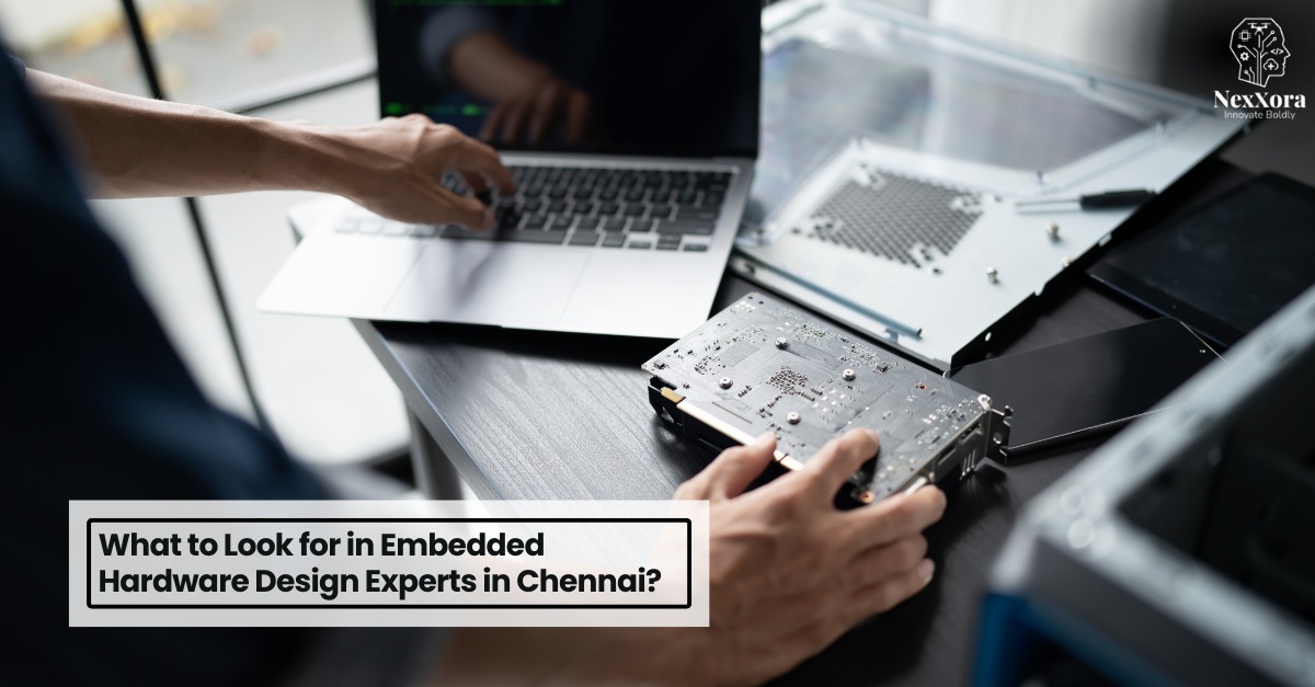 Embedded Hardware Design engineer testing PCB board and electronic components for industrial system development