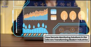 Remote monitoring solution dashboard analyzing industrial data and performance metrics in real time