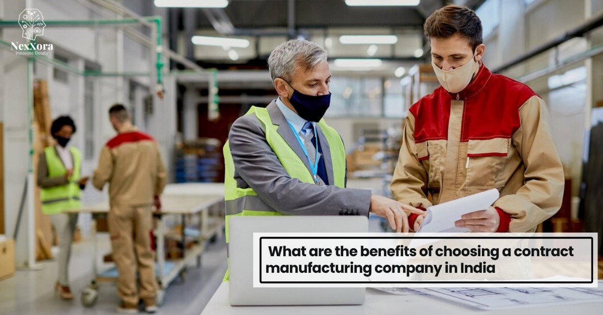 Contract manufacturing company in India with professionals reviewing production plans in a factory environment