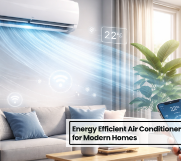 Energy efficient air conditioner controlled via smartphone optimizing cooling and reducing electricity usage