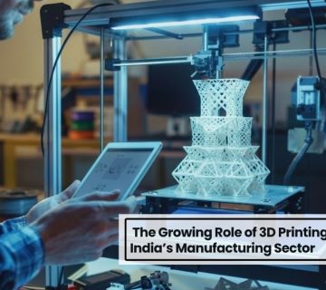 3D printing service creating complex prototype using advanced 3D printer in manufacturing setup