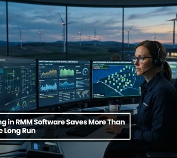 RMM software dashboard showing real time monitoring and management of systems in control center