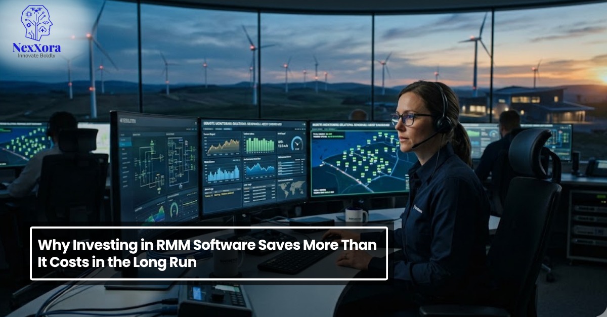 RMM software dashboard showing real time monitoring and management of systems in control center