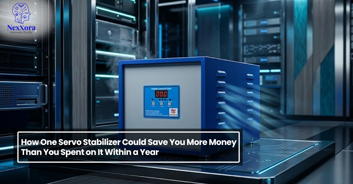 Industrial servo stabilizer unit in a data center environment maintaining stable voltage to protect equipment and improve energy efficiency